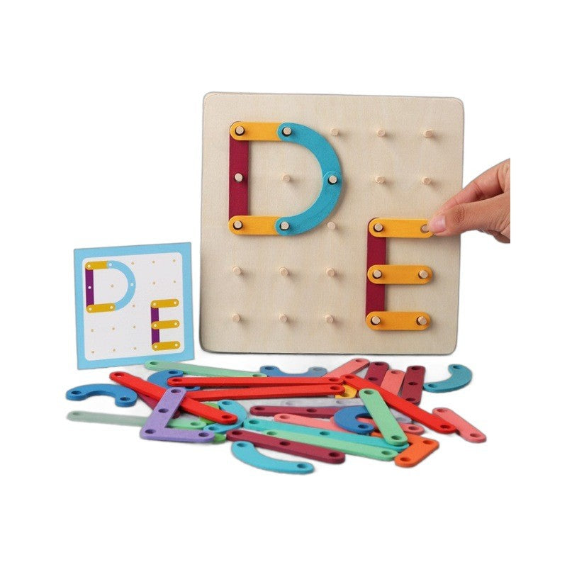 Montessori lyukacsos fali játék, fa, kirakós típus, formák, betűk, oktató jellegű