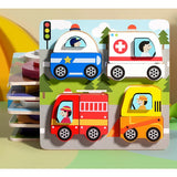 Jucarie Montessori, Vivimall, Tip Puzzle 3D, din Lemn, +36 Luni, Model Masini, 18 x 18 x 1.5 cm, Multicolor - vivimall.ro