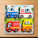 Jucarie Montessori, Vivimall, Tip Puzzle 3D, din Lemn, +36 Luni, Model Masini, 18 x 18 x 1.5 cm, Multicolor - vivimall.ro