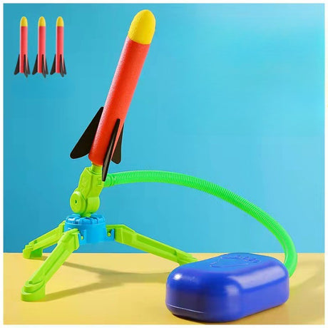 Jucarie Pentru Copii, Lansator Rachete Cu Piciorul, Un Lansator, 3 Rachete, Fara Lumina, Model 2 - vivimall.ro