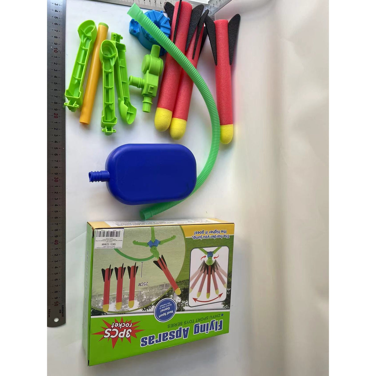 Jucarie pentru copii, lansator rachete cu piciorul, un lansator, 3 rachete, fara lumina, model 2 - vivimall.ro