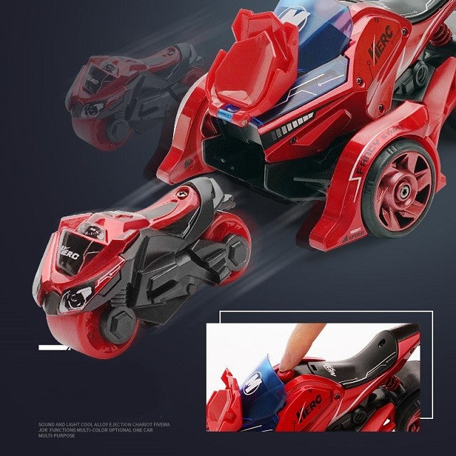 Jucarie pentru copii, masina cu extensie de motocicleta, 2 in 1, rosie - vivimall.ro