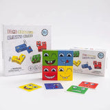 Jucarie pentru copii montessori Flippy, cub din lemn, asamblare fete, 64 de carti distractive, pentru baieti si fete, varsta +3 ani, educativ, multicolor - vivimall.ro