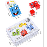 Jucarie Pentru Copii Montessori Vivimall, Cub din Lemn, Asamblare Fete, 64 de Carti Distractive, pentru Baieti si Fete, Varsta +3 ani, Educativ, Cutie din Aluminiu, 13.5 x 4 x 9 cm, multicolor - vivimall.ro