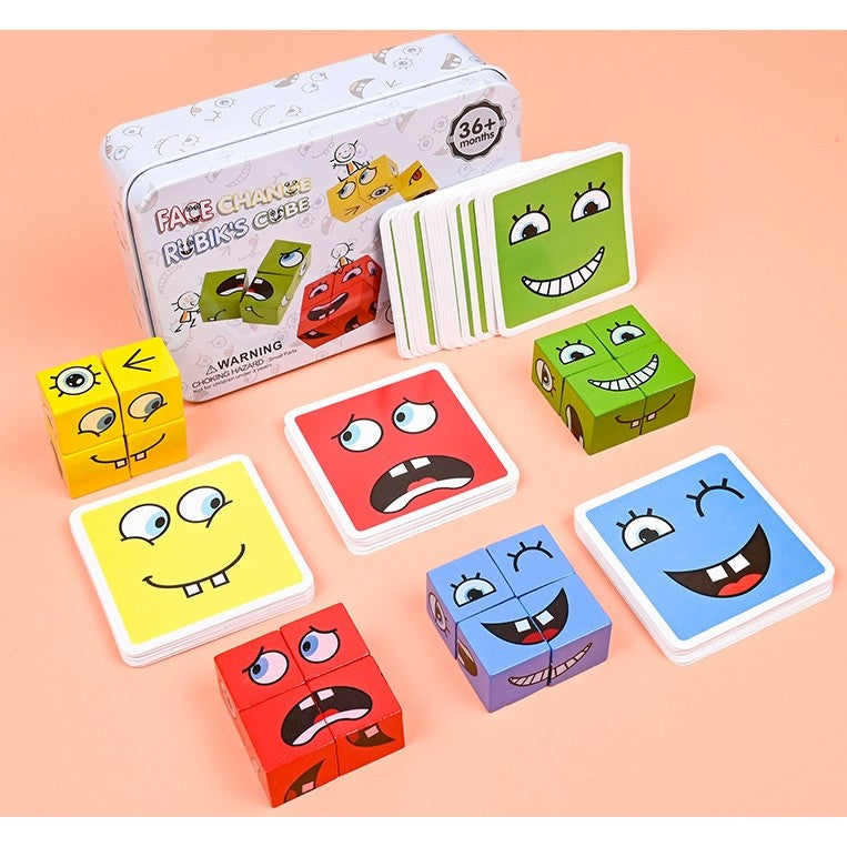 Jucarie Pentru Copii Montessori Vivimall, Cub din Lemn, Asamblare Fete, 64 de Carti Distractive, pentru Baieti si Fete, Varsta +3 ani, Educativ, Cutie din Aluminiu, 13.5 x 4 x 9 cm, multicolor - vivimall.ro