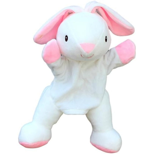 Papusa de Mana pentru Teatru de Papusi, Vivimall, din Plus, 25 x 10 x 8 cm, Model Iepure, Alb/Roz - vivimall.ro