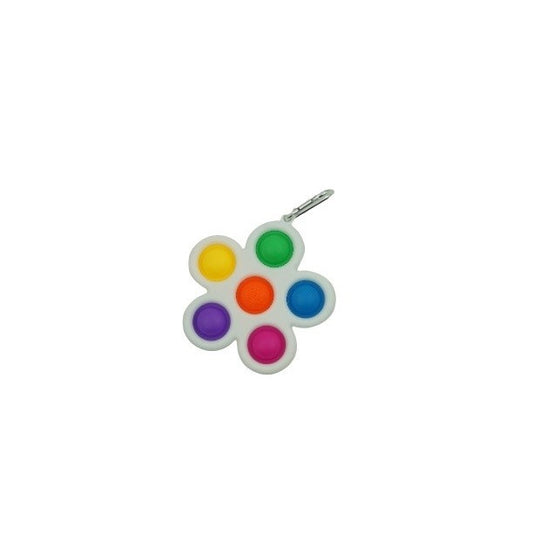 Jucarie Push Pop Bubble Fidget, Pop It, breloc antistres, Floare, Multicolor/Alb - vivimall.ro