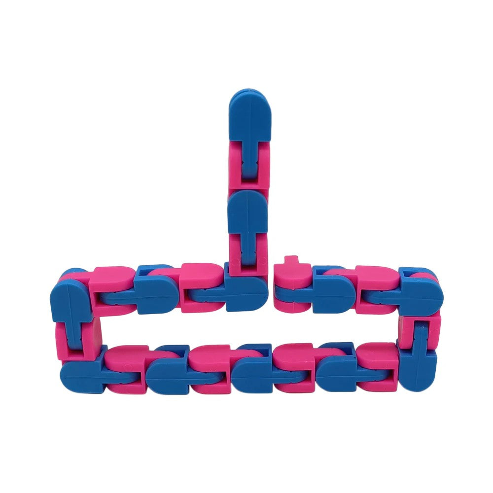 Jucarie Senzoriala Antistres, Vivimall, Fidget Toys, Puzzle de Imbinat Tip Sarpe, 24 Piese, +3 Ani, Albastru/Roz - vivimall.ro