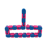 Jucarie Senzoriala Antistres, Vivimall, Fidget Toys, Puzzle de Imbinat Tip Sarpe, 24 Piese, +3 Ani, Albastru/Roz - vivimall.ro