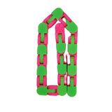 Jucarie Senzoriala Antistres, Vivimall, Fidget Toys, Puzzle de Imbinat Tip Sarpe, 24 Piese, +3 Ani, Verde/Mov - vivimall.ro