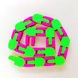 Jucarie Senzoriala Antistres, Vivimall, Fidget Toys, Puzzle de Imbinat Tip Sarpe, 24 Piese, +3 Ani, Verde/Mov - vivimall.ro