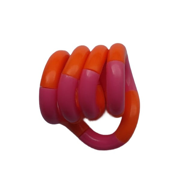 Jucarie Senzoriala Antistres, Vivimall, Fidget Twist, cu Miscari Infinite de Decompresie, 2 Culori, Portocaliu/Roz, + 3 ani - vivimall.ro