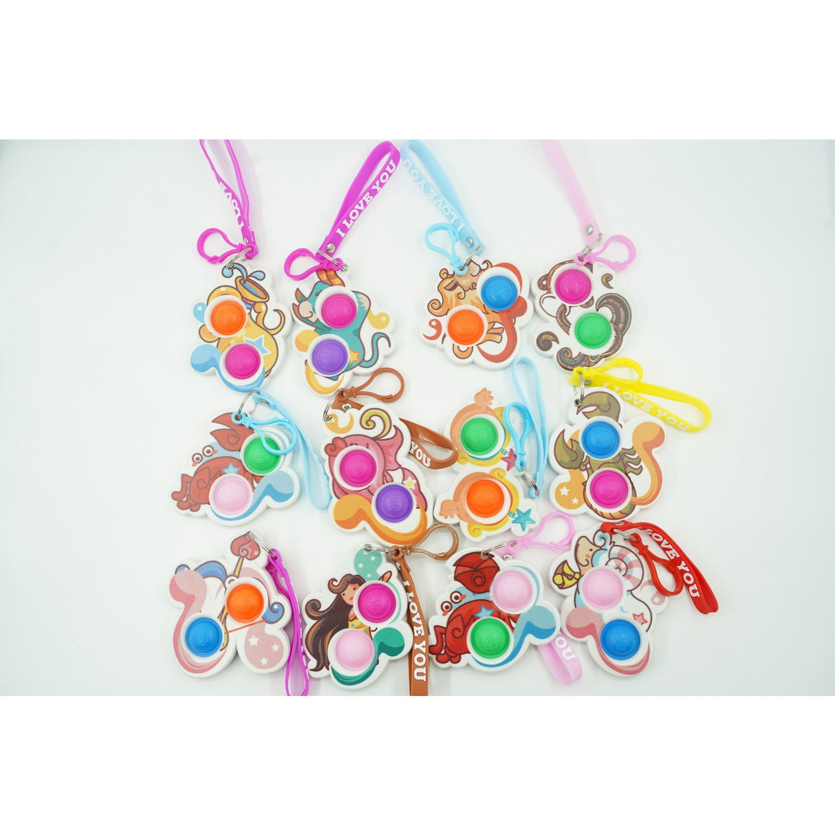 Jucarie Senzoriala Antistres, Simple Dimple, Breloc 2 Bulinute si Zodii, Multicolor - vivimall.ro