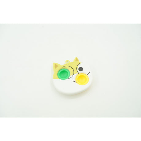 Jucarie senzoriala antistres, Simple Dimple, Breloc cu 2 bulinute, Pisicuta, Multicolor - vivimall.ro