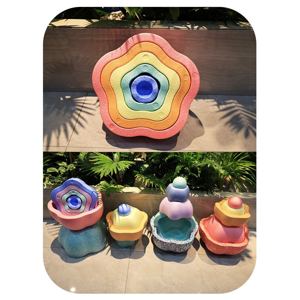 Jucarie Senzoriala de Echilibru, Flippy, Tip Stepping Stones, 5 Piese, din Spuma, pentru Miscare, Sarituri, Prindere, Diametru 28 cm, Model 1, Multicolor - vivimall.ro