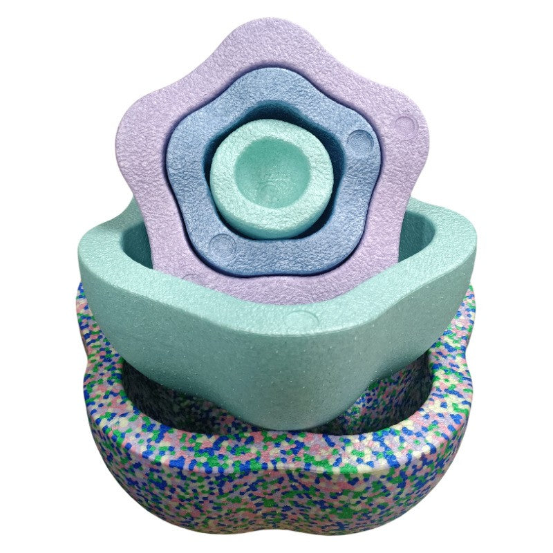 Jucarie Senzoriala de Echilibru, Flippy, Tip Stepping Stones, 5 Piese, din Spuma, pentru Miscare, Sarituri, Prindere, Diametru 28 cm, Model 3, Multicolor - vivimall.ro