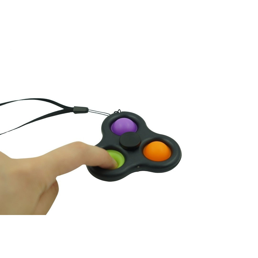 Jucarie senzoriala spinner Vivimall- Fidget Toy, Simple Dimple, 7 cm, Negru/Multicolor - vivimall.ro