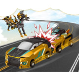 Jucarie Transformabila 2in1, Flippy, Golden Wing Flying Dragon, Masina/Dragon, Atractie Magnetica, +6 Ani, din ABS, Auriu - vivimall.ro