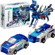 Jucarie Transformabila 2in1, Vivimall, Silver Wing Flying Dragon, Masina/Dragon, Atractie Magnetica, +6 Ani, din ABS, Albastru - vivimall.ro