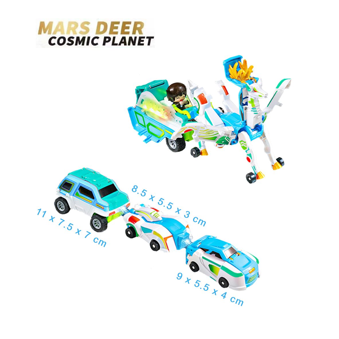 Jucărie transformer magnetică Mars Deer Flippy 3 în 1 albastru, imagine lifestyle copil în joacă creativă