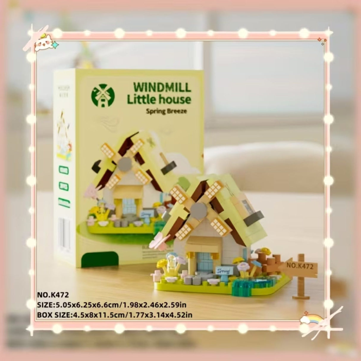 Detaliu micro-cărămizi plastic ABS set Flippy Moară de Vânt, textură și calitate material, culoare galben