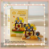 Set de Constructie, Flippy, Model Miniatura Moara de Vant, Jucarie Educativa STEM, Model 3D, Micro-Caramizi, 318 piese, +6 Ani, cm, 11.5 x 8 x 4.5 cm, Portocaliu