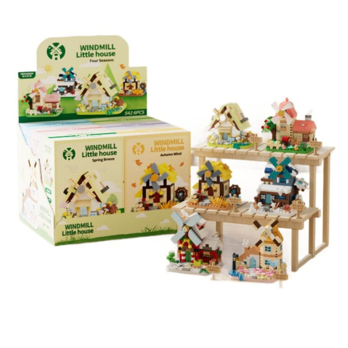 Set de Constructie, Flippy, Model Miniatura Moara de Vant, Jucarie Educativa STEM, Model 3D, Micro-Caramizi, 311 piese, +6 Ani, cm, 11.5 x 8 x 4.5 cm, Violet
