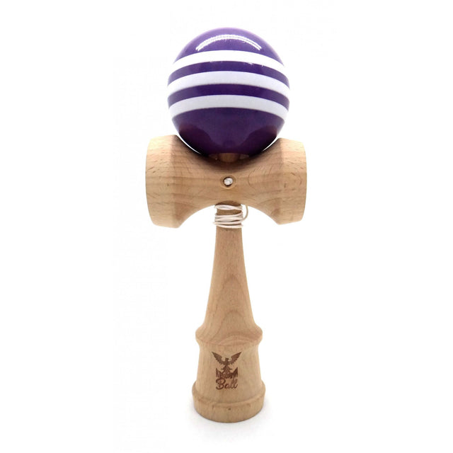 Kendama Ball Originala Stripe Alb Lemn Fag Mov - vivimall.ro