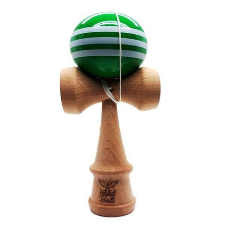 Kendama Ball Originala Stripe Alb Lemn Fag Verde - vivimall.ro