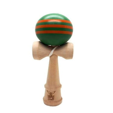 Kendama Ball Originala Verde  Cu 3 Dungi Portocalii - vivimall.ro