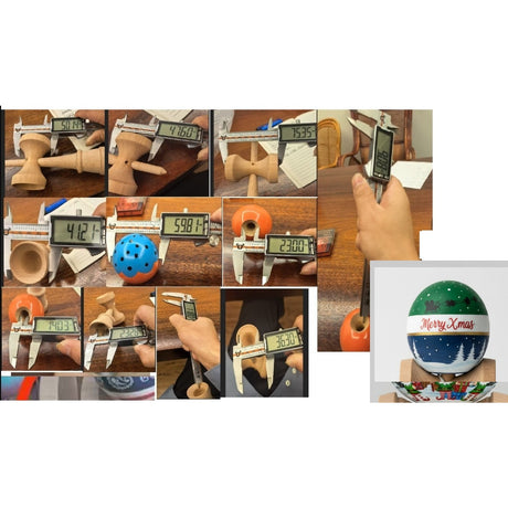 Kendama X Originala, Profesionala, Flippy, Christmas Super Sticky cu Cupe Mari V3, King Size Cups, Rulment Metalic si Gaura in Baza, din Lemn 18 cm, Ata 55 cm, Verde/Albastru Merry Xmas - vivimall.ro