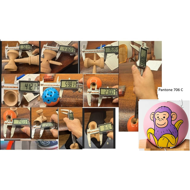 Kendama X Originala, Profesionala, Flippy, Pink Monkey Super Sticky cu Cupe Mari V3, King Size Cups, Rulment Metalic si Gaura in Baza, din Lemn 18 cm, Ata 55 cm, Roz - vivimall.ro