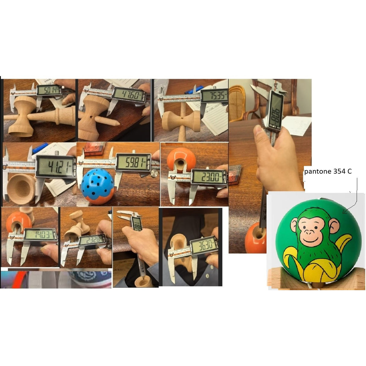 Kendama X Originala, Profesionala, Flippy, Green Monkey Super Sticky cu Cupe Mari V3, King Size Cups, Rulment Metalic si Gaura in Baza, din Lemn 18 cm, Ata 55 cm, Verde - vivimall.ro