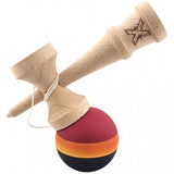 Kendama Originala X, Profesionala, Flippy, Rubber Grip, din Lemn, 18 cm, Rosu/Galben/Negru - vivimall.ro