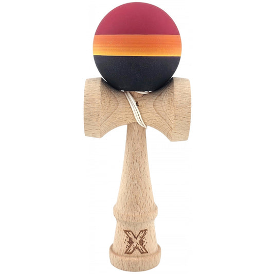 Kendama Originala X, Profesionala, Vivimall, Rubber Grip, din Lemn, 18 cm, Rosu/Galben/Negru - vivimall.ro