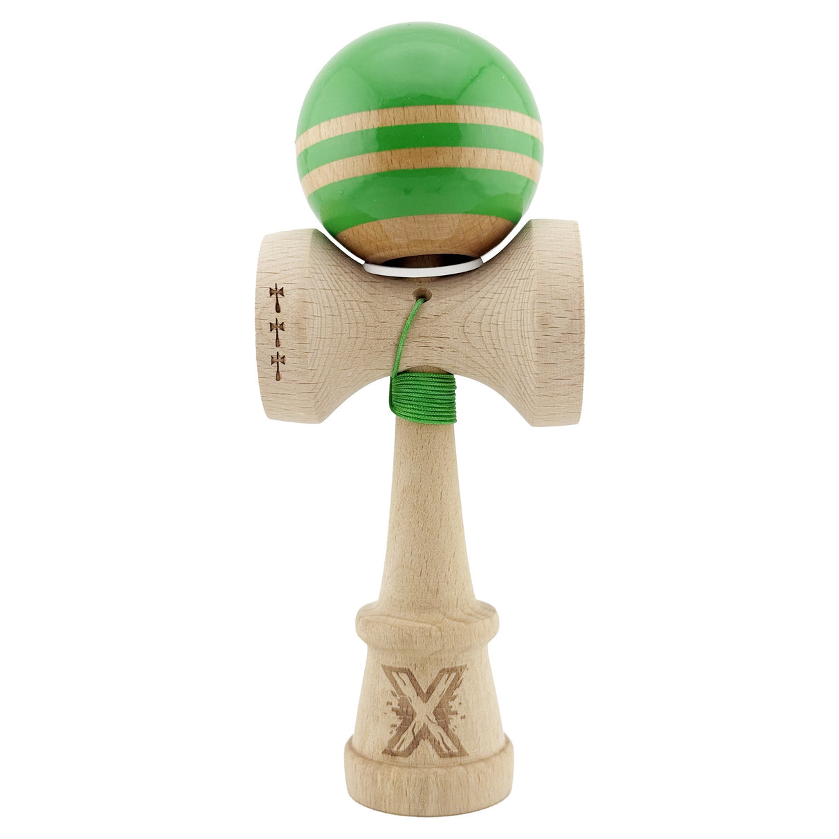 Kendama Originala X - Rainbow, Super Sticky, V3 King Size Cup, Gaura in Baza, Profesionala, Vivimall, din Lemn, 18 cm, Verde
