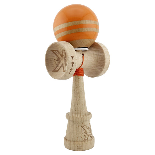 Kendama Originala X - Rainbow, Super Sticky, V3 King Size Cup, Gaura in Baza, Profesionala, Vivimall, din Lemn, 18 cm, Portocaliu - vivimall.ro