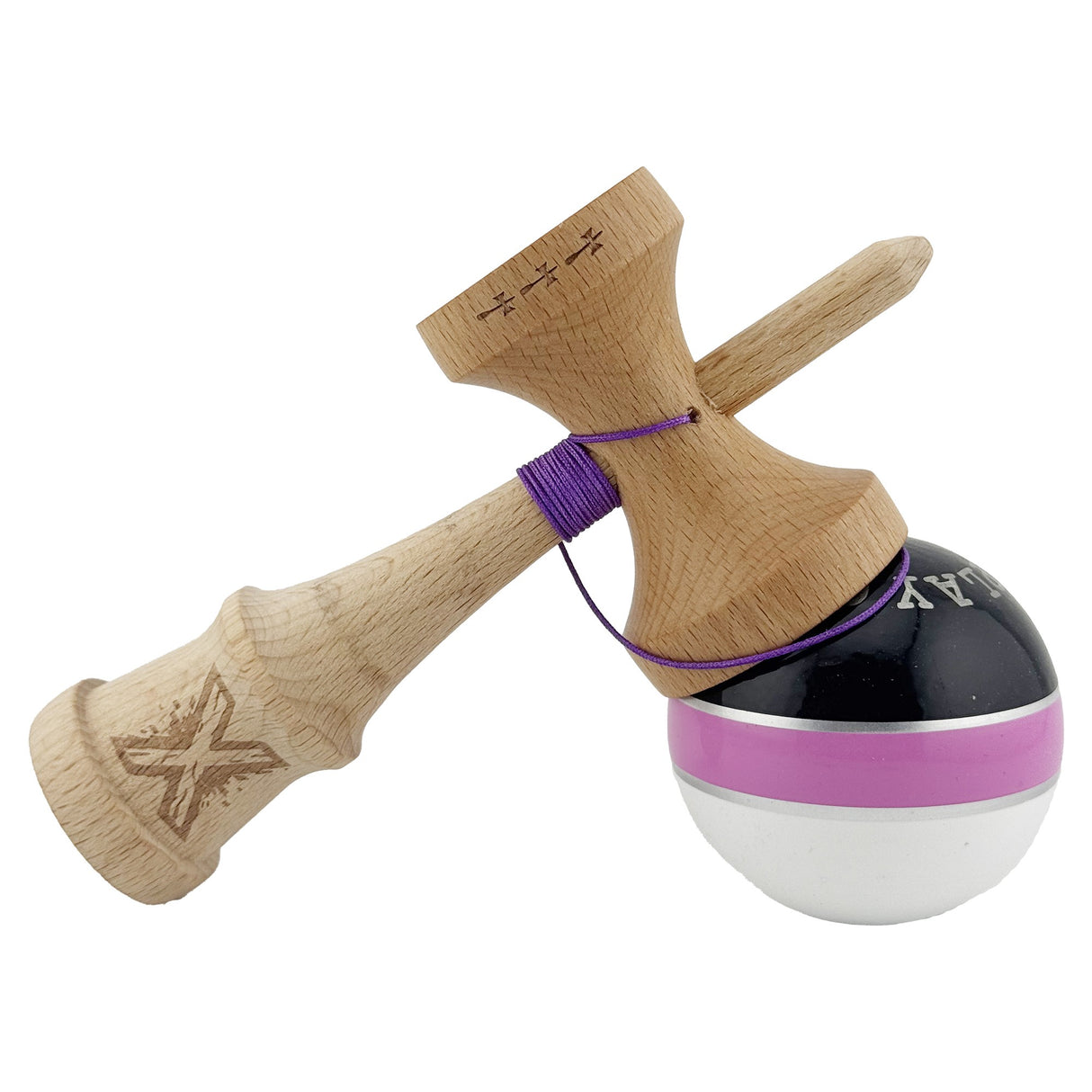 Kendama Originala X - ROYAL , Profesionala, Vivimall, din Lemn, 18 cm, Rose-Silver - vivimall.ro