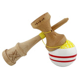 Kendama X CHICANOS Originala, Profesionala, Vivimall, Big Cups V2, Super Sticky cu Cupe Mari, Rulment Metalic, din lemn 18 cm, Ata 55 cm, Auriu/Alb - vivimall.ro