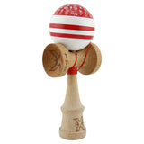 Kendama X CHICANOS Originala, Profesionala, Vivimall, Big Cups V2, Super Sticky cu Cupe Mari, Rulment Metalic, din lemn 18 cm, Ata 55 cm, Rosu/Alb - vivimall.ro