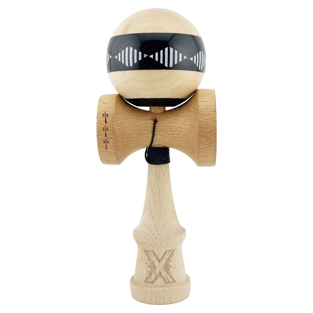 Kendama Originala X - FREQUENCY , Profesionala, Vivimall, din Lemn, 18 cm, Negru - vivimall.ro