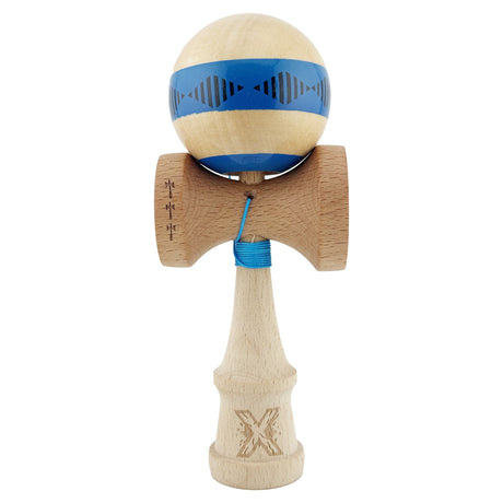 Kendama Originala X - FREQUENCY , Profesionala, Vivimall, din Lemn, 18 cm, Albastru - vivimall.ro