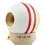 Kendama X Originala CHICANOS, Profesionala, Vivimall, Cupe Mari KING SIZE V3, Super Sticky, Gaura in Baza, Rulment Metalic, din lemn 18 cm, Ata 55 cm, Auriu/Alb - vivimall.ro