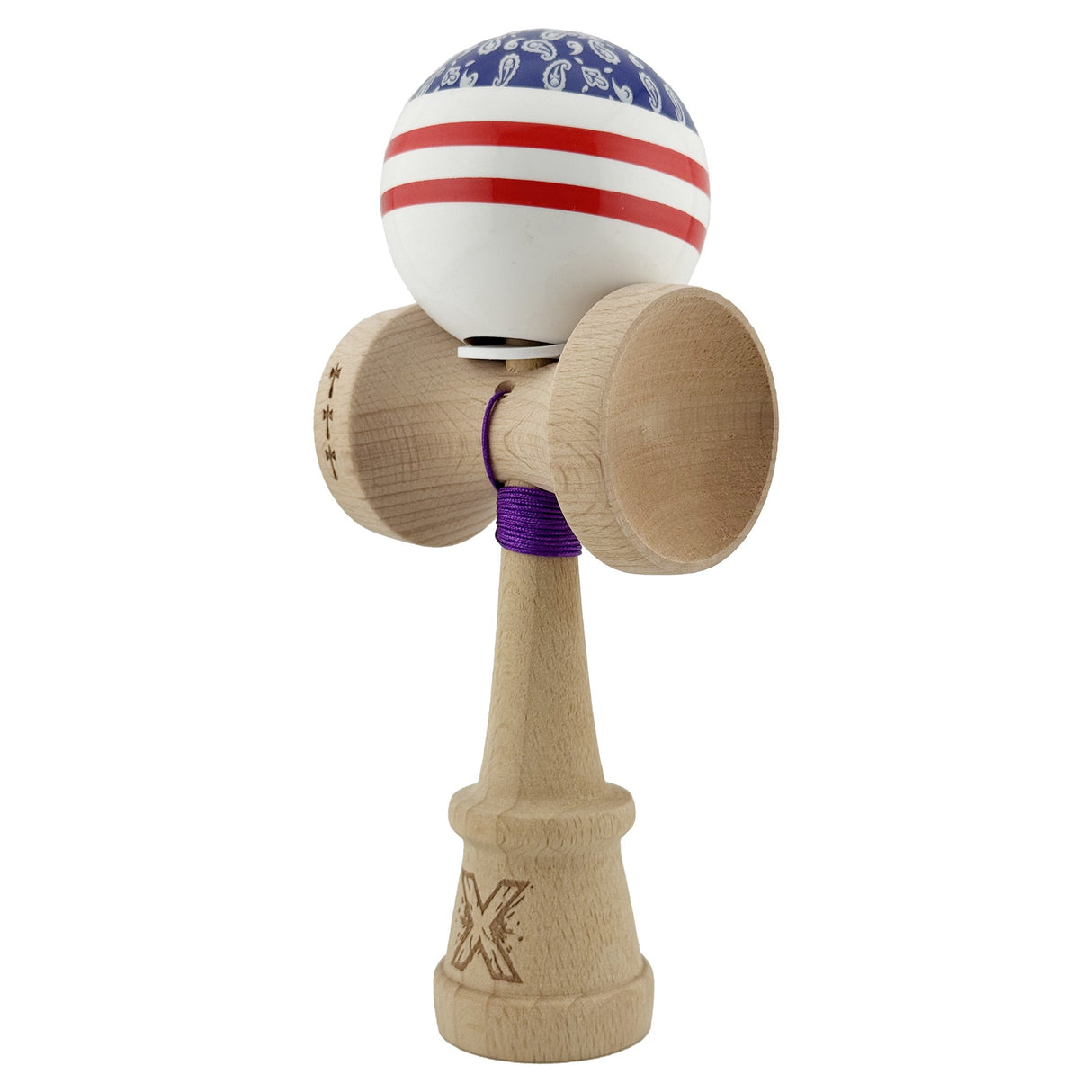 Kendama Originala X - Chicanos, Super Sticky, V3 King Size Cup, Gaura in Baza, Profesionala, Vivimall, din Lemn, 18 cm, Mov - vivimall.ro