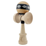 Kendama X Originala FREQUENCY, Profesionala, Vivimall, Cupe Mari KING SIZE V3, Super Sticky, Gaura in Baza, Rulment Metalic, din lemn 18 cm, Ata 55 cm, Negru/Maro