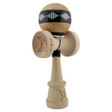 Kendama X Originala FREQUENCY, Profesionala, Vivimall, Cupe Mari KING SIZE V3, Super Sticky, Gaura in Baza, Rulment Metalic, din lemn 18 cm, Ata 55 cm, Negru/Maro