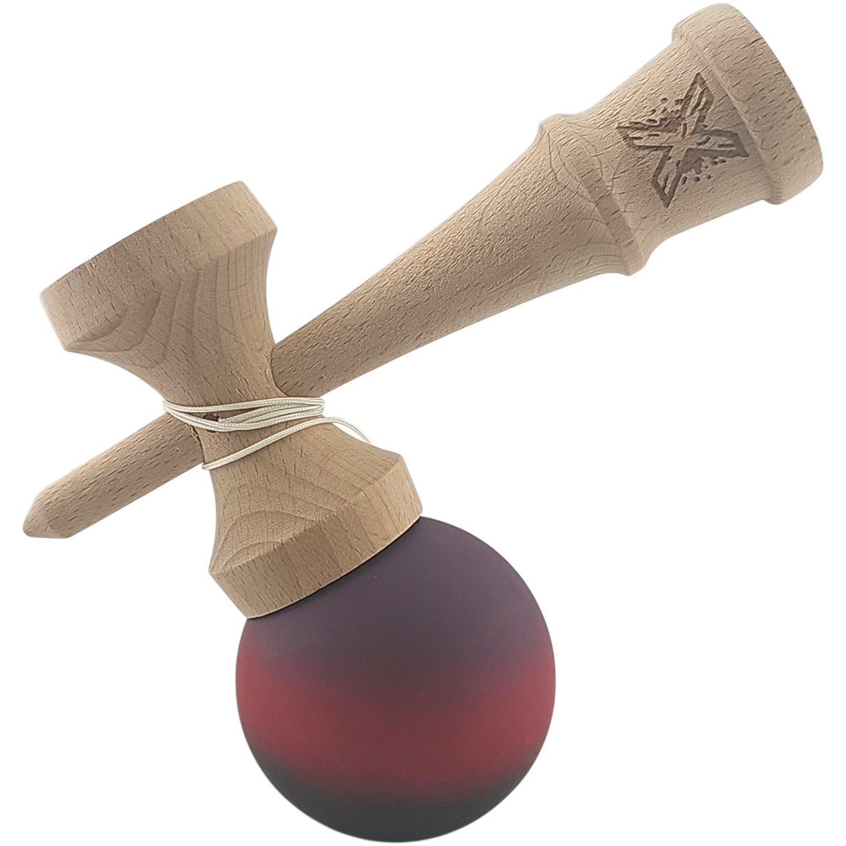 Kendama X Originala, Profesionala, Vivimall, 18 cm, din Lemn, Rubber Grip, Mov/Rosu/Negru - vivimall.ro
