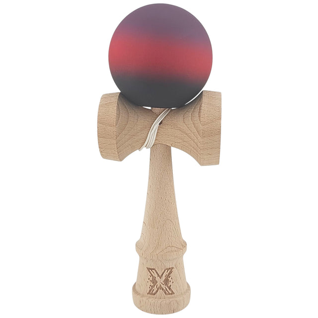 Kendama X Originala, Profesionala, Vivimall, 18 cm, din Lemn, Rubber Grip, Mov/Rosu/Negru - vivimall.ro