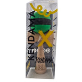 Kendama X Originala, Profesionala, Vivimall, 18 cm, din Lemn, Rubber Grip, Negru/Verde - vivimall.ro