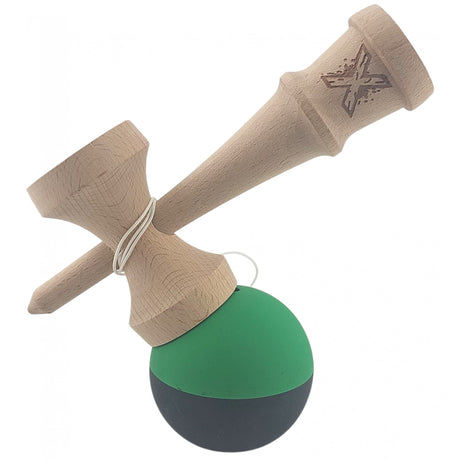 Kendama X Originala, Profesionala, Vivimall, 18 cm, din Lemn, Verde/Negru - vivimall.ro